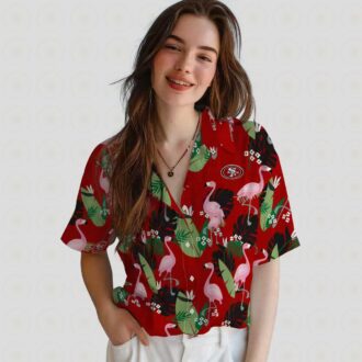 San Francisco 49ers Flamingo Leaf Hawaiian Shirt Red, NFL Fan Summer Gift
