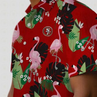 San Francisco 49ers Flamingo Leaf Hawaiian Shirt Red, NFL Fan Summer Gift
