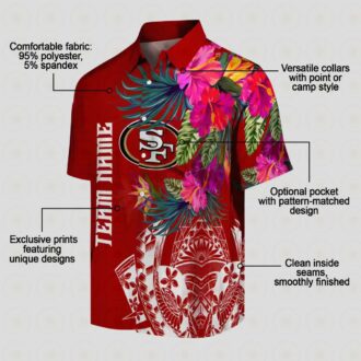 San Francisco 49ers Floral Hawaiian Shirt, Red Polynesian Aloha Shirt, Summer Vacation Gift