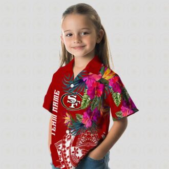 San Francisco 49ers Floral Hawaiian Shirt, Red Polynesian Aloha Shirt, Summer Vacation Gift