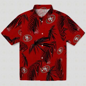 San Francisco 49ers Hawaiian Shirt Palm Leaf Red, NFL Fan Summer Aloha Shirt Gift