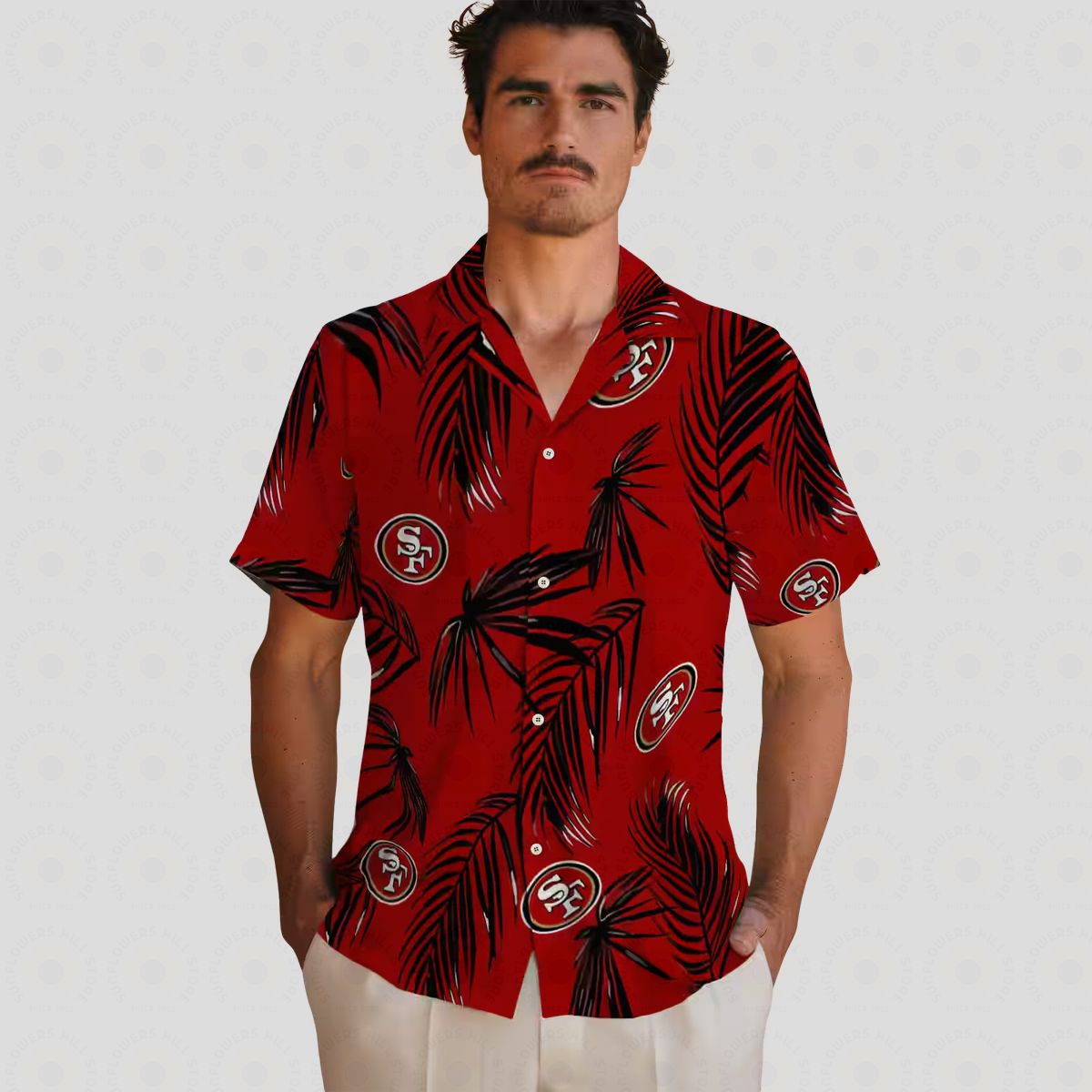 San Francisco 49ers Hawaiian Shirt Palm Leaf Red, NFL Fan Summer Aloha Shirt Gift