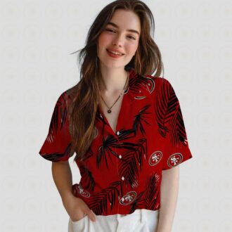 San Francisco 49ers Hawaiian Shirt Palm Leaf Red, NFL Fan Summer Aloha Shirt Gift