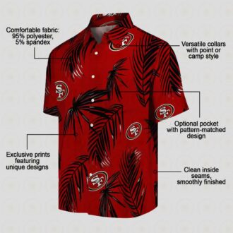 San Francisco 49ers Hawaiian Shirt Palm Leaf Red, NFL Fan Summer Aloha Shirt Gift
