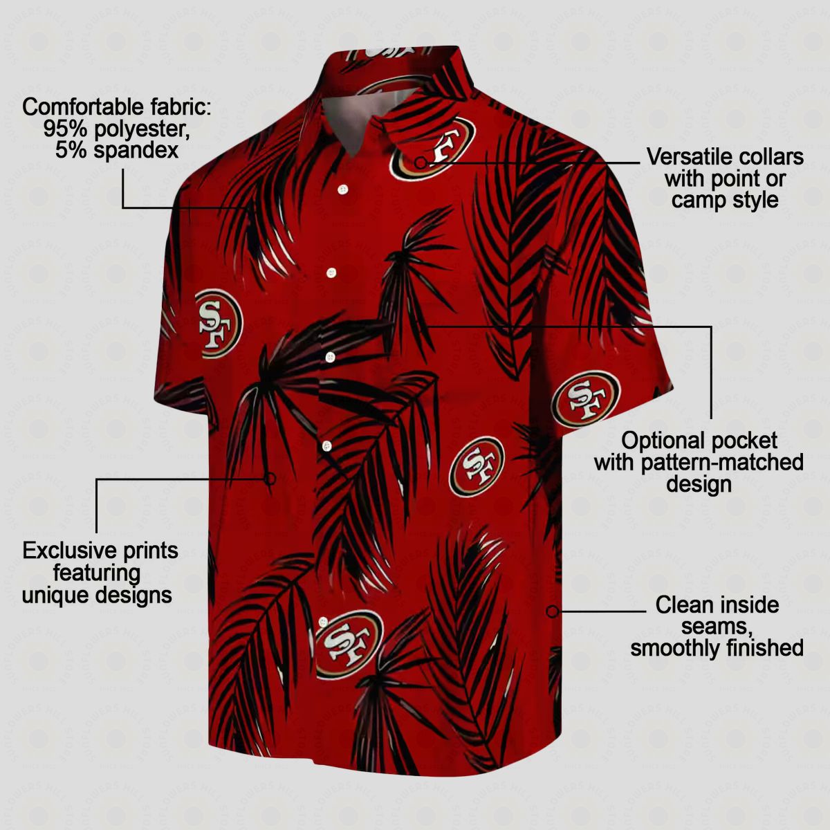 San Francisco 49ers Hawaiian Shirt Palm Leaf Red, NFL Fan Summer Aloha Shirt Gift
