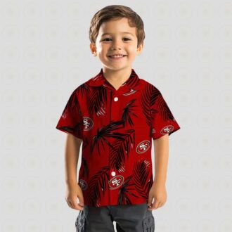 San Francisco 49ers Hawaiian Shirt Palm Leaf Red, NFL Fan Summer Aloha Shirt Gift