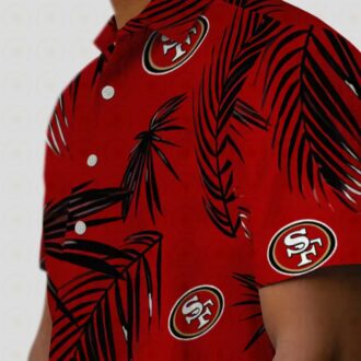 San Francisco 49ers Hawaiian Shirt Palm Leaf Red, NFL Fan Summer Aloha Shirt Gift