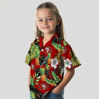 San Francisco 49ers Hawaiian Shirt – Toucan Hibiscus Pineapple Red & Green Aloha Shirt for NFL Fans