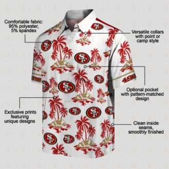 San Francisco 49ers Red & White Hawaiian Shirt with Palm Island Print for Men & Women