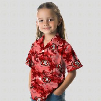 San Francisco 49ers Red Aloha Shirt, Coastal Palms Hawaiian Shirt for Beach Lovers