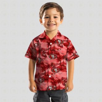 San Francisco 49ers Red Aloha Shirt, Coastal Palms Hawaiian Shirt for Beach Lovers