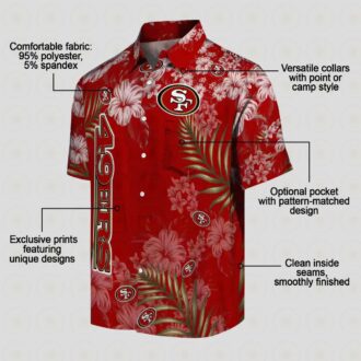 San Francisco 49ers Red Hawaiian Shirt with Hibiscus Print for Summer Vacation & NFL Fans