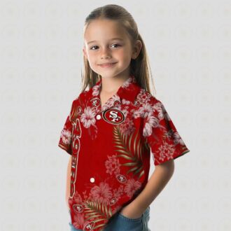 San Francisco 49ers Red Hawaiian Shirt with Hibiscus Print for Summer Vacation & NFL Fans