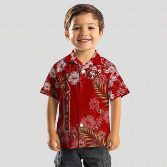 San Francisco 49ers Red Hawaiian Shirt with Hibiscus Print for Summer Vacation & NFL Fans