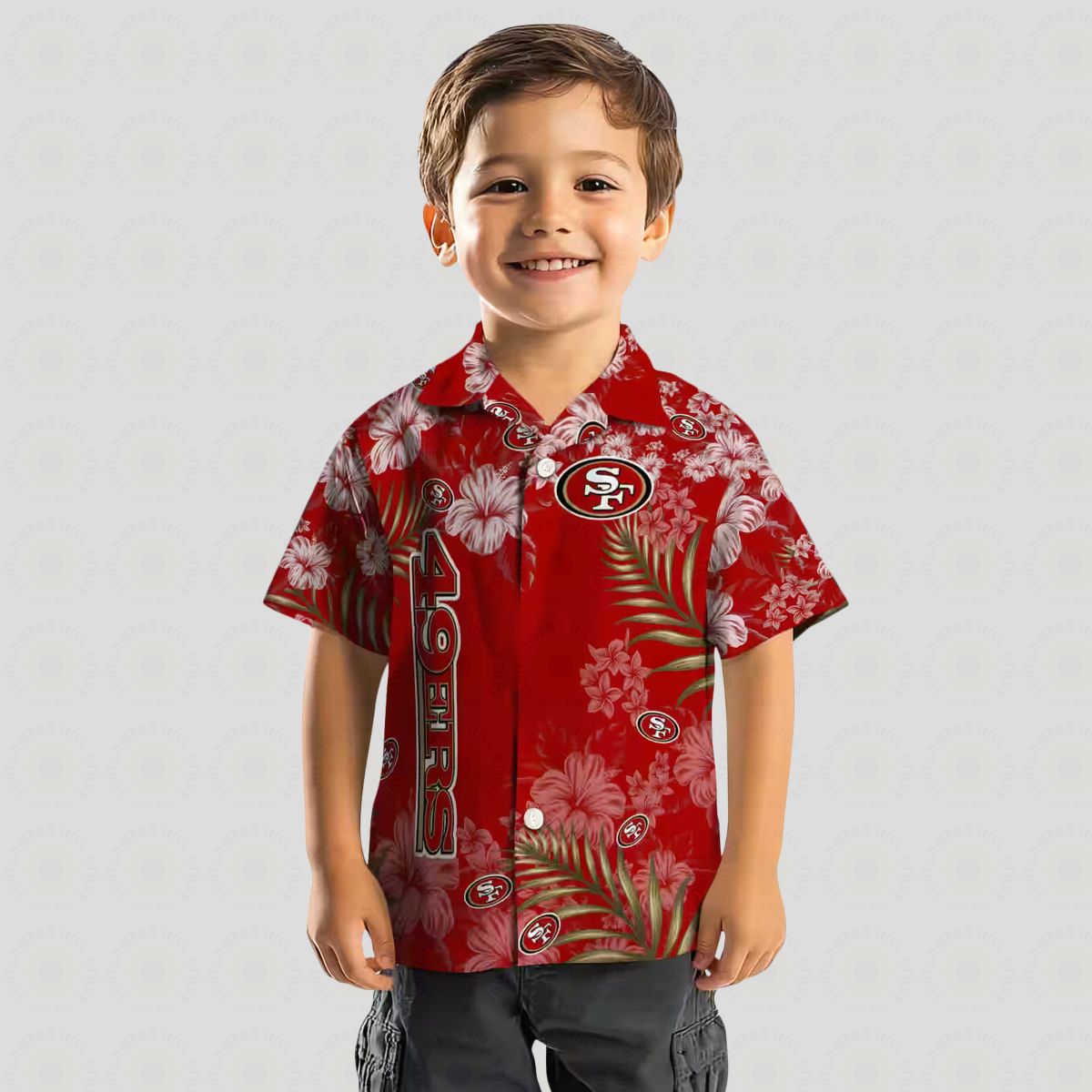 San Francisco 49ers Red Hawaiian Shirt with Hibiscus Print for Summer Vacation & NFL Fans