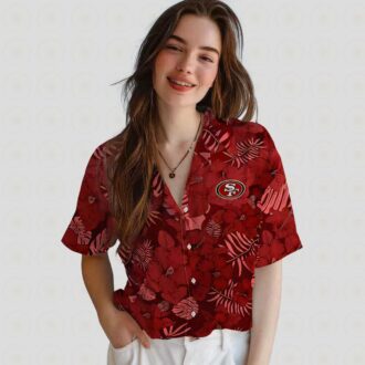 San Francisco 49ers Red Jungle Vibes Hawaiian Shirt, Tropical Aloha Shirt for Summer Vacation