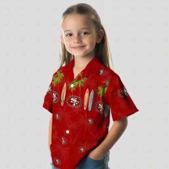 San Francisco 49ers Surfboard Palm Red Hawaiian Shirt for Fans, NFL Beach Shirt