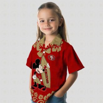 San Francisco 49ers Surfing Mickey Mouse Red Hawaiian Shirt for Summer Vacation