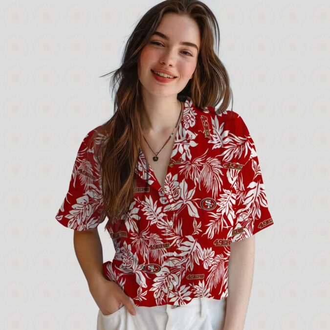 San Francisco 49ers Tropical Hawaiian Shirt - Red White Aloha Shirt for NFL Fans