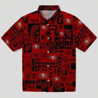 San Francisco 49ers Tropical Hawaiian Shirt, Red & Black Patchwork Aloha Shirt for NFL Fans