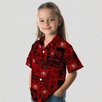 San Francisco 49ers Tropical Hawaiian Shirt, Red & Black Patchwork Aloha Shirt for NFL Fans