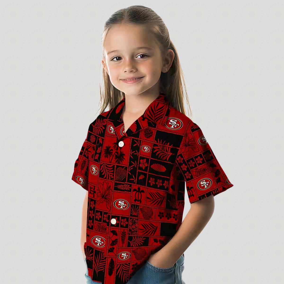 San Francisco 49ers Tropical Hawaiian Shirt, Red & Black Patchwork Aloha Shirt for NFL Fans