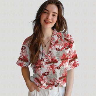 San Francisco 49ers Tropical Leaves Hawaiian Shirt for Summer Vacation & Beach