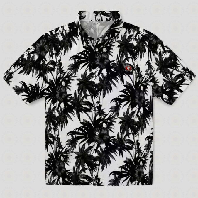 San Francisco 49ers Tropical Palm Shirt, Black & White Aloha Shirt for Summer and Beach