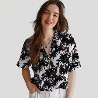 San Francisco 49ers Tropical Palm Shirt, Black & White Aloha Shirt for Summer and Beach