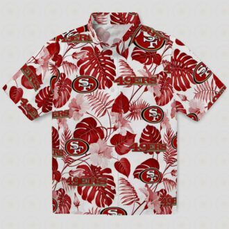 San Francisco 49ers Tropical Plants Hawaiian Shirt - Red and White Aloha Shirt for Summer Vacation