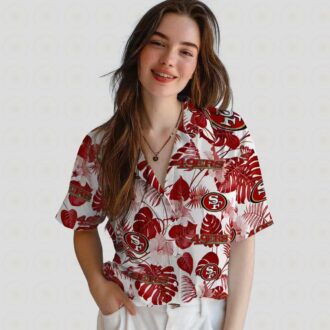 San Francisco 49ers Tropical Plants Hawaiian Shirt - Red and White Aloha Shirt for Summer Vacation