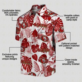 San Francisco 49ers Tropical Plants Hawaiian Shirt - Red and White Aloha Shirt for Summer Vacation