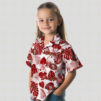 San Francisco 49ers Tropical Plants Hawaiian Shirt - Red and White Aloha Shirt for Summer Vacation