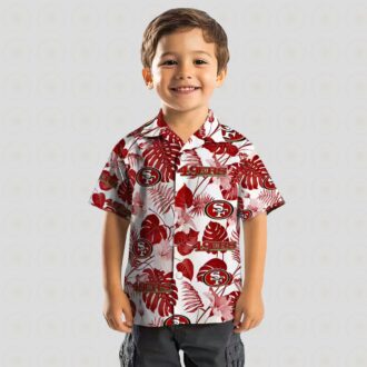 San Francisco 49ers Tropical Plants Hawaiian Shirt - Red and White Aloha Shirt for Summer Vacation