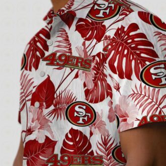 San Francisco 49ers Tropical Plants Hawaiian Shirt - Red and White Aloha Shirt for Summer Vacation