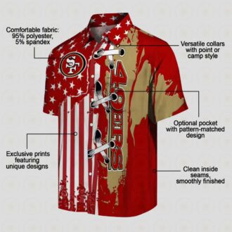 Stitched US Flag San Francisco 49ers Red Hawaiian Shirt for Summer Vacations