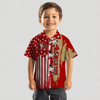 Stitched US Flag San Francisco 49ers Red Hawaiian Shirt for Summer Vacations