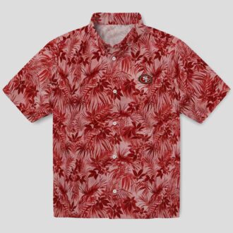 San Francisco 49ers Red Hawaiian Shirt with Leafy Tropical Pattern for Summer Vacation & Fans