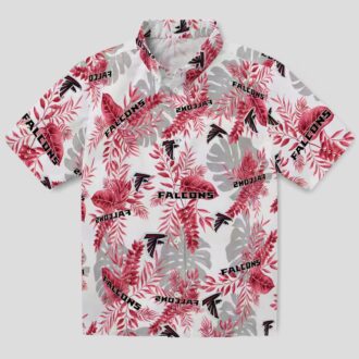 Atlanta Falcons Aloha Shirt - Tropical Leaves Red White Hawaiian Shirt