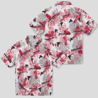 Atlanta Falcons Aloha Shirt - Tropical Leaves Red White Hawaiian Shirt