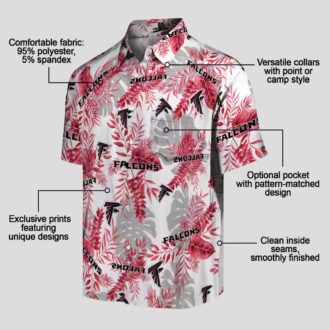 Atlanta Falcons Aloha Shirt - Tropical Leaves Red White Hawaiian Shirt