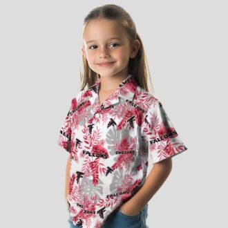 Atlanta Falcons Aloha Shirt - Tropical Leaves Red White Hawaiian Shirt
