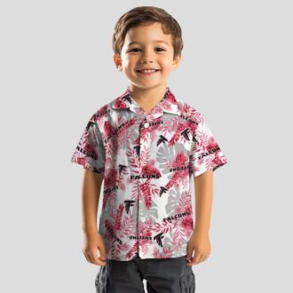 Atlanta Falcons Aloha Shirt - Tropical Leaves Red White Hawaiian Shirt