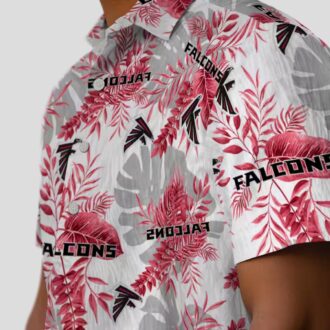 Atlanta Falcons Aloha Shirt - Tropical Leaves Red White Hawaiian Shirt