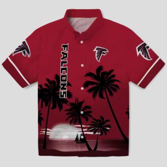 Atlanta Falcons Beach Sunset Red Black Aloha Hawaiian Shirt for Fans & Summer Vacation