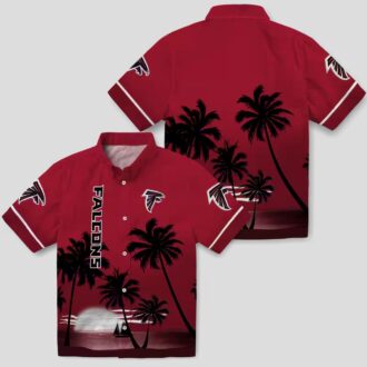 Atlanta Falcons Beach Sunset Red Black Aloha Hawaiian Shirt for Fans & Summer Vacation