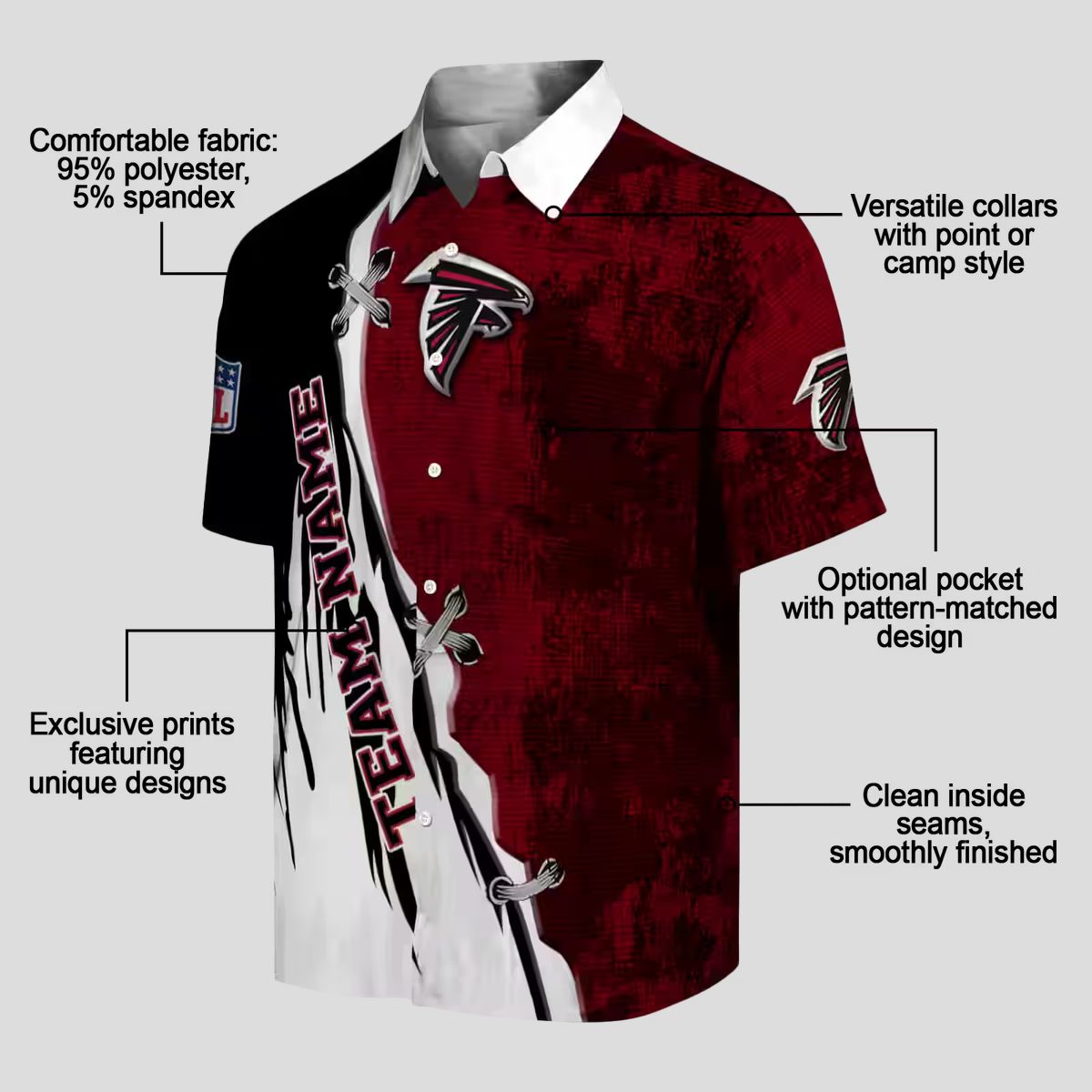 Atlanta Falcons Custom Hawaiian Shirt - Red & White Edgy Design for Summer Vacations