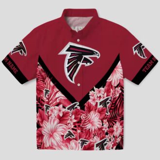 Atlanta Falcons Custom Red Floral Chevron Hawaiian Shirt, Tropical Fan Apparel