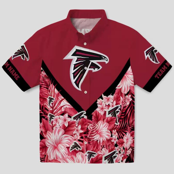 Atlanta Falcons Custom Red Floral Chevron Hawaiian Shirt, Tropical Fan Apparel