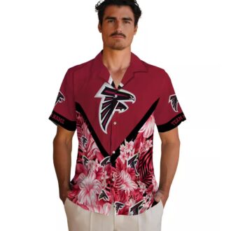 Atlanta Falcons Custom Red Floral Chevron Hawaiian Shirt, Tropical Fan Apparel